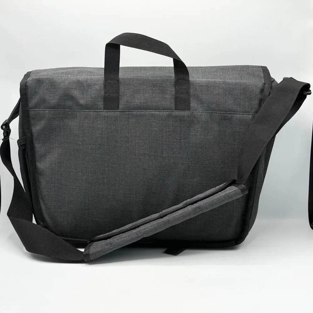Ogio Charcoal Grey Canvas Sly Black Messenger Bag New Embroidered